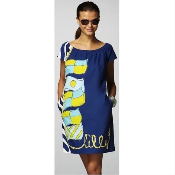 Lilly Pulitzer Navy Blue Sullivan You're Flagged Nautical Dress Size Extra  Small